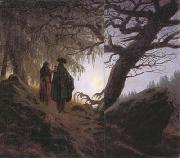 Caspar David Friedrich Man and Woman Contemplating the Moon (mk10) painting